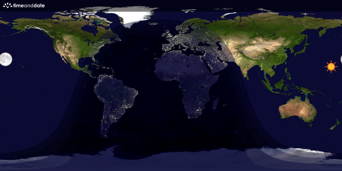 Verdenskart som viser dag og natt 