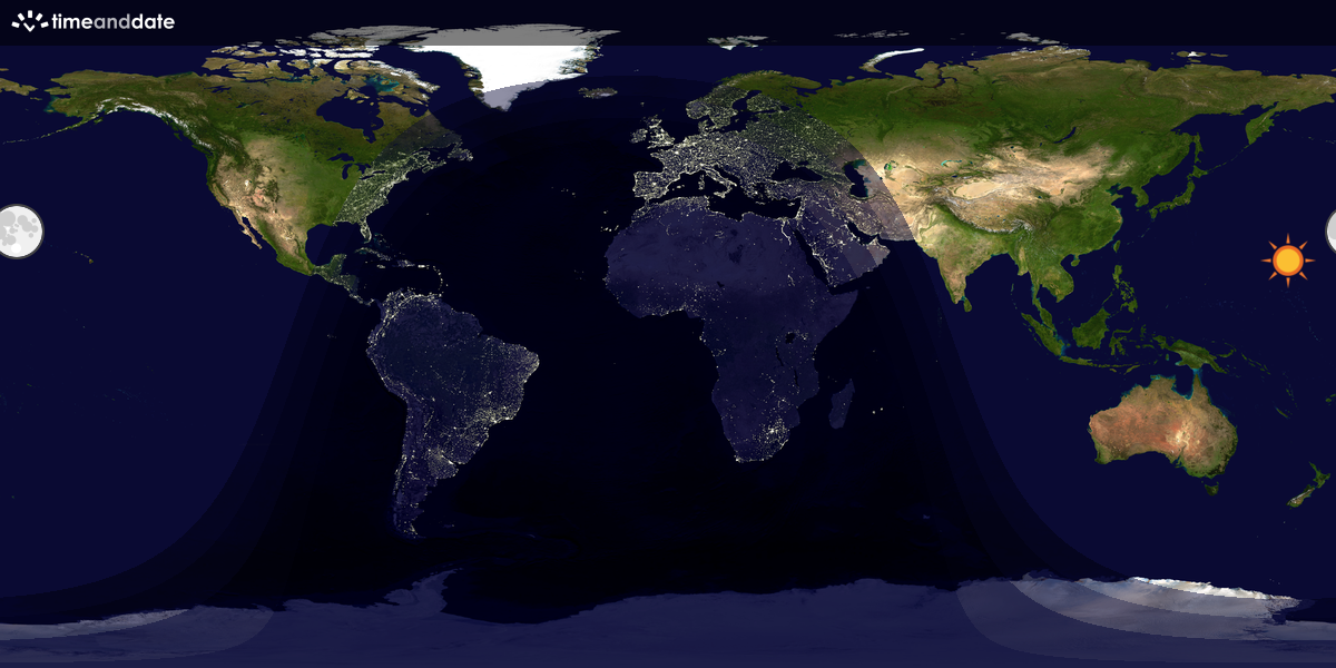 Verdenskart som viser dag og natt 