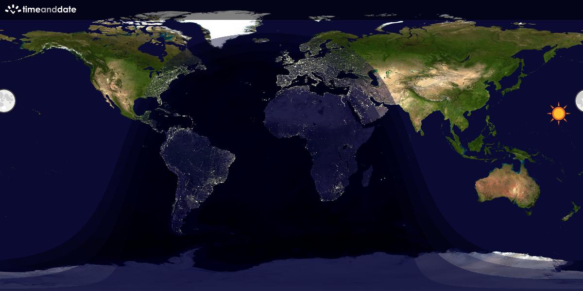 Verdenskart som viser dag og natt 