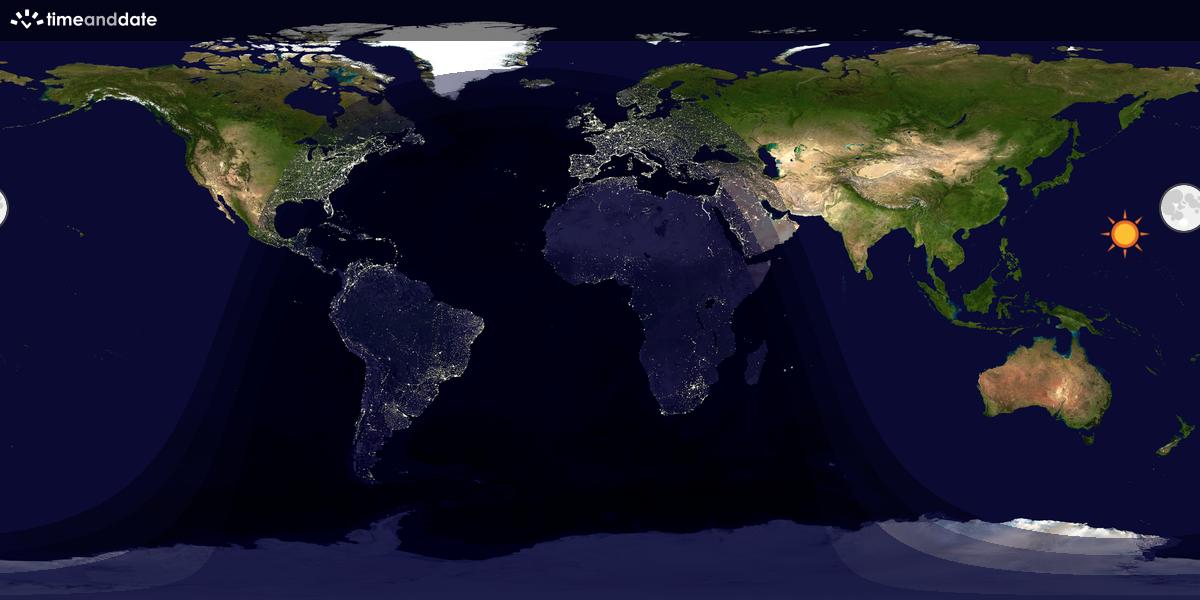 Verdenskart som viser dag og natt 