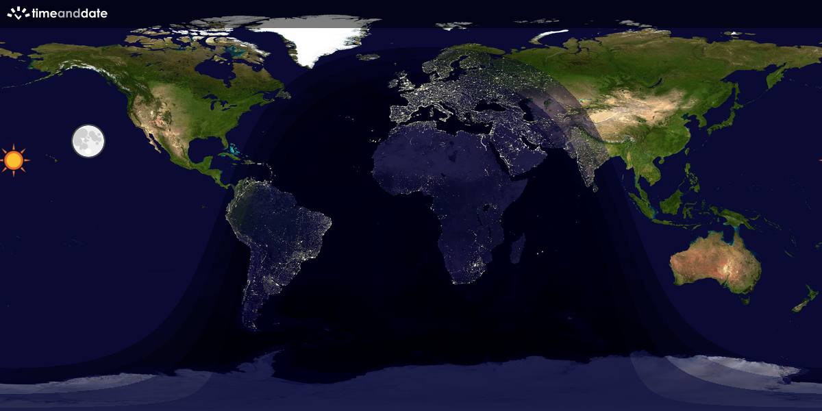 Verdenskart som viser dag og natt 