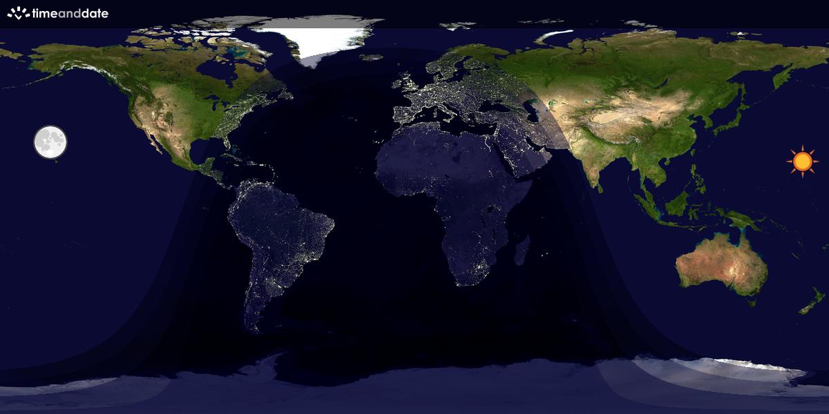 Verdenskart som viser dag og natt 