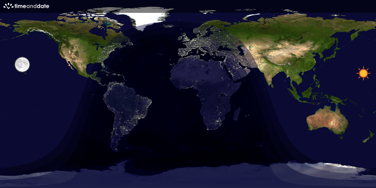 Verdenskart som viser dag og natt 