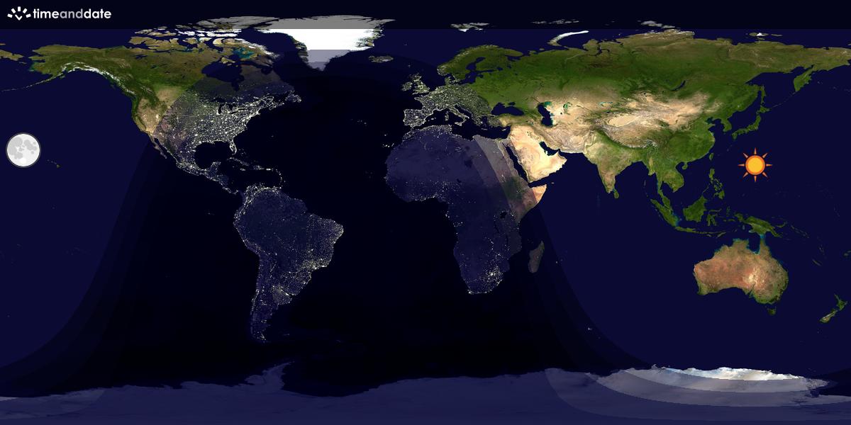 Verdenskart som viser dag og natt 