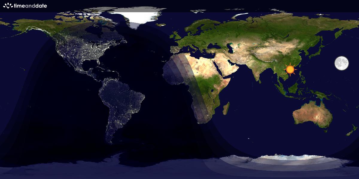 Verdenskart som viser dag og natt 