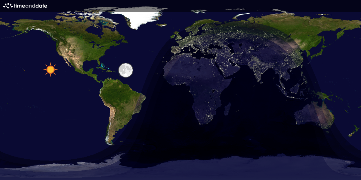 Verdenskart som viser dag og natt 