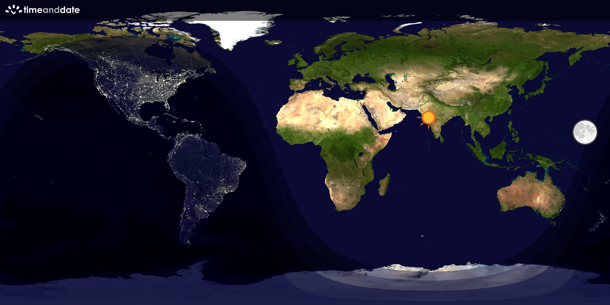 Verdenskart som viser dag og natt 