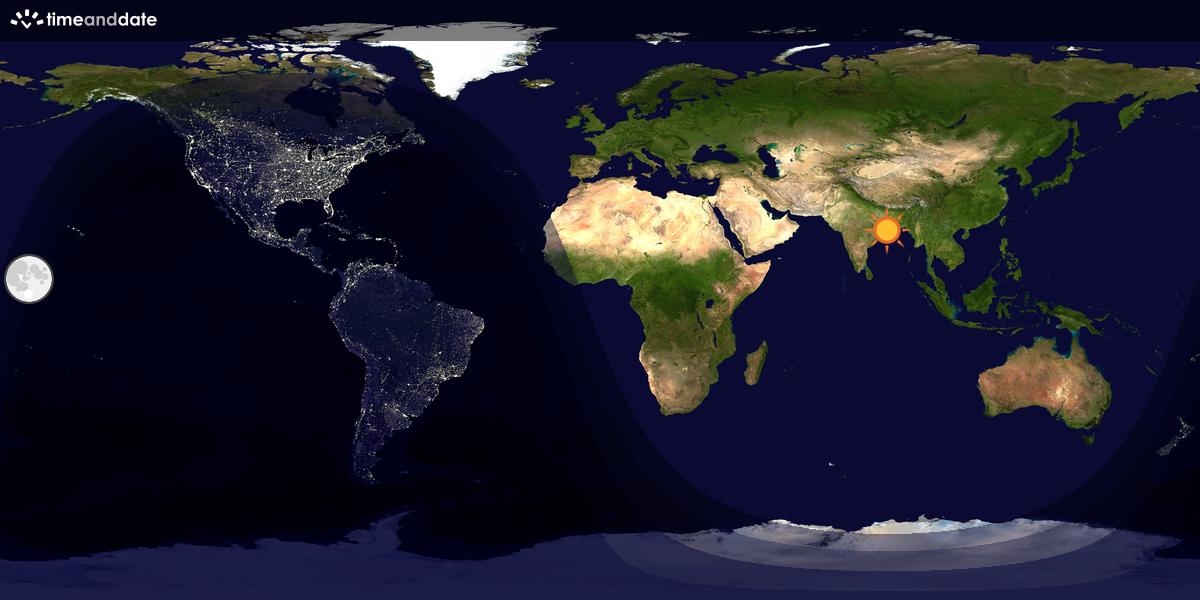 Verdenskart som viser dag og natt 