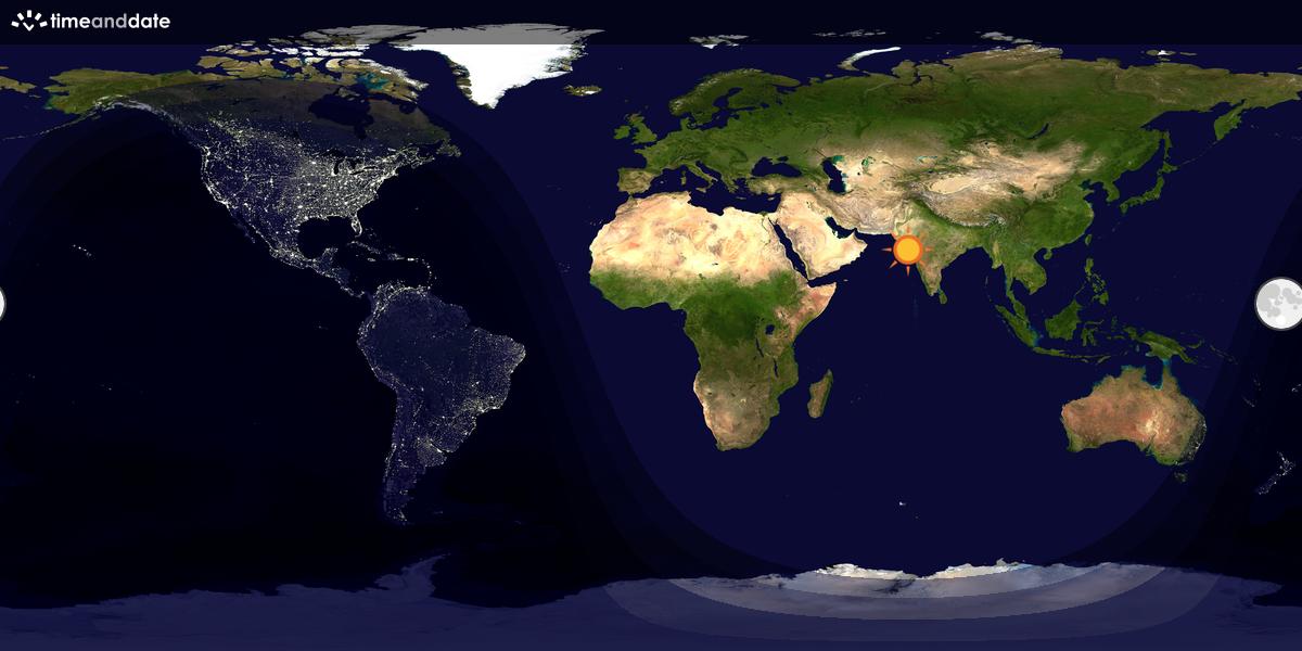 Verdenskart som viser dag og natt 