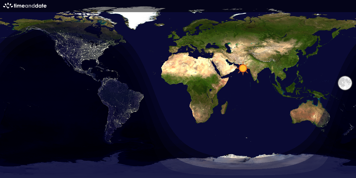 Verdenskart som viser dag og natt 