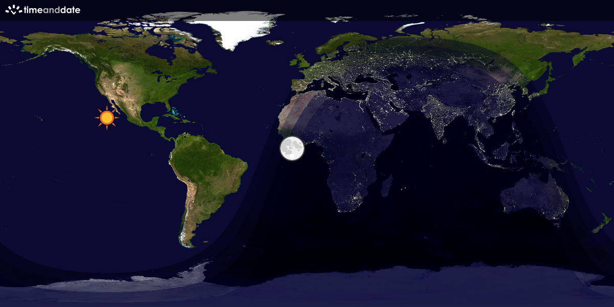 Verdenskart som viser dag og natt 