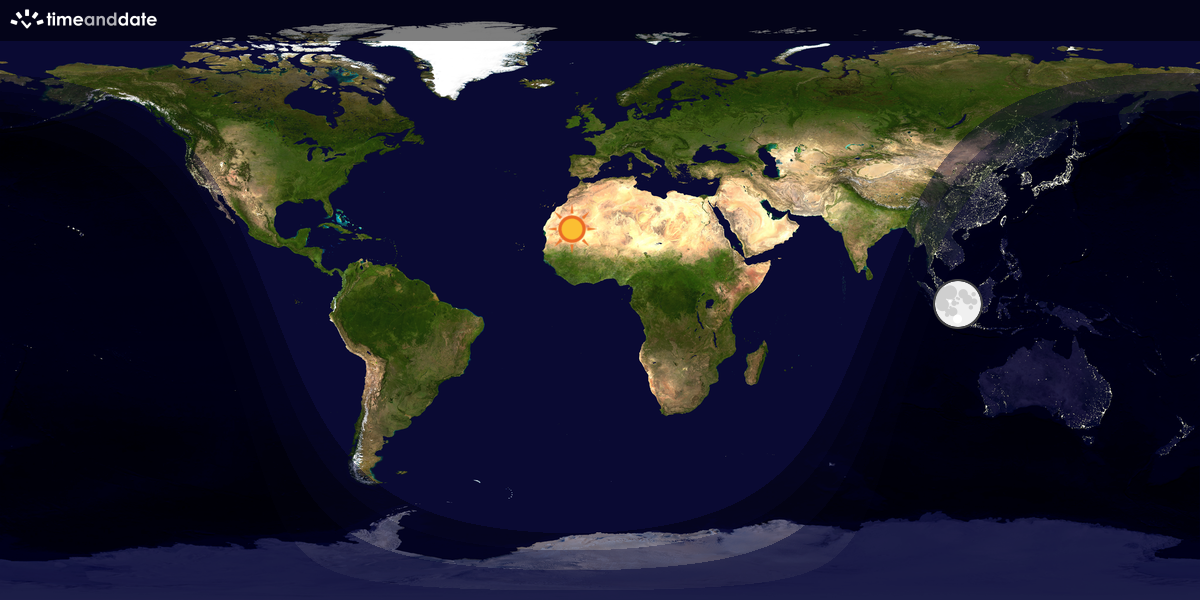 Verdenskart som viser dag og natt 