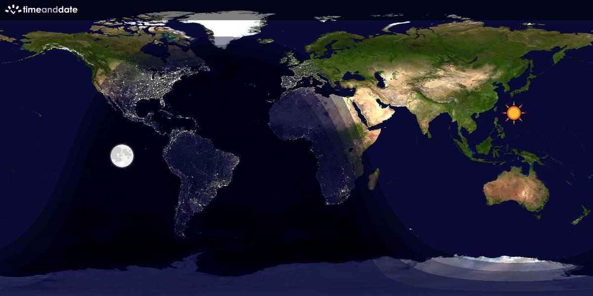 Verdenskart som viser dag og natt 