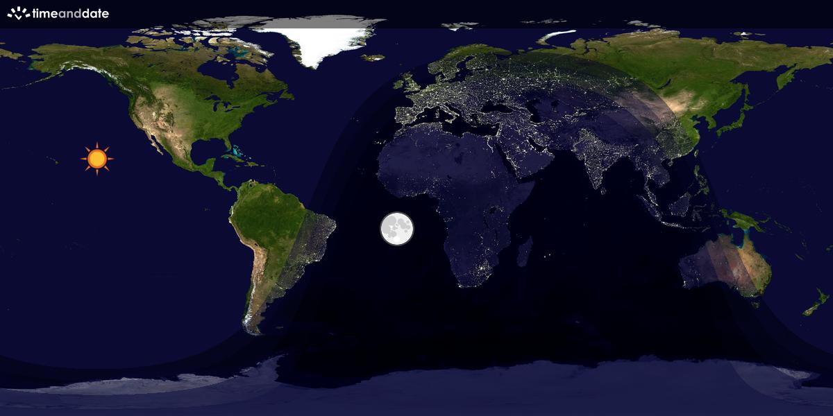 Verdenskart som viser dag og natt 