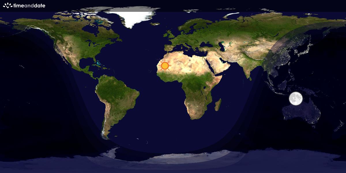 Verdenskart som viser dag og natt 