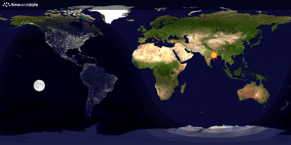 Verdenskart som viser dag og natt 