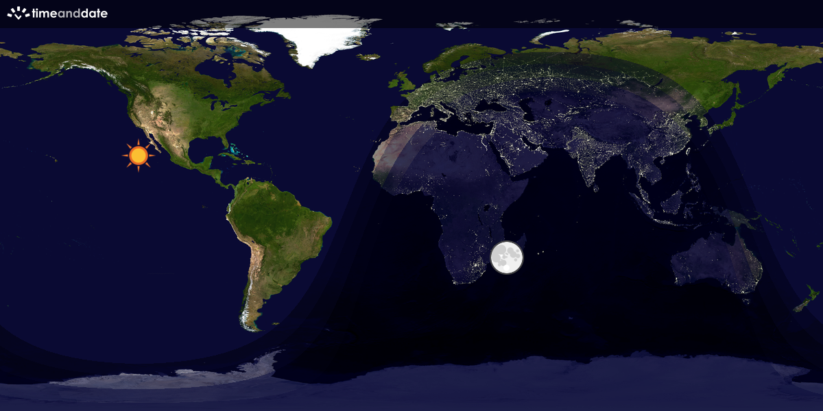 Verdenskart som viser dag og natt 