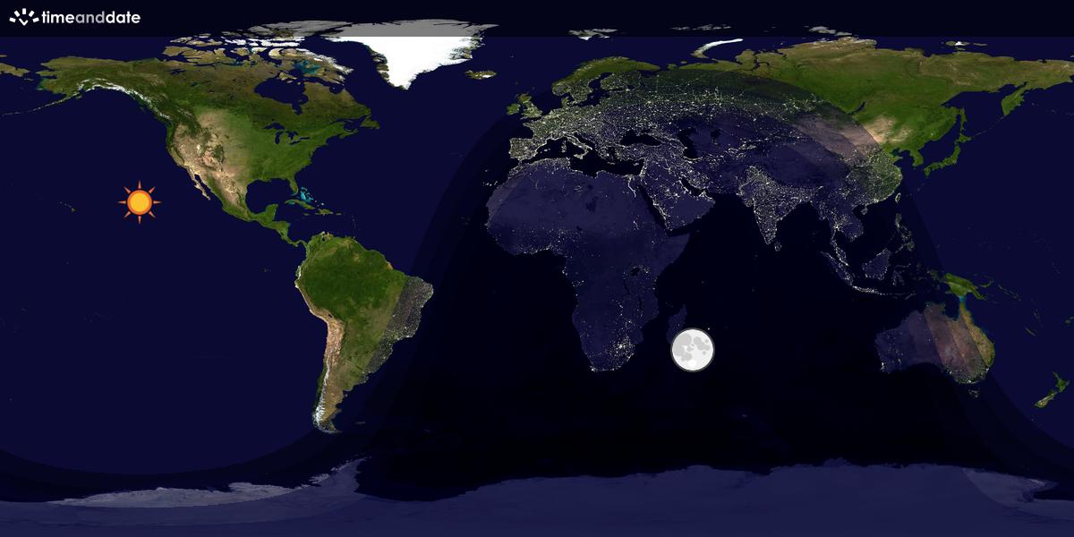 Verdenskart som viser dag og natt 