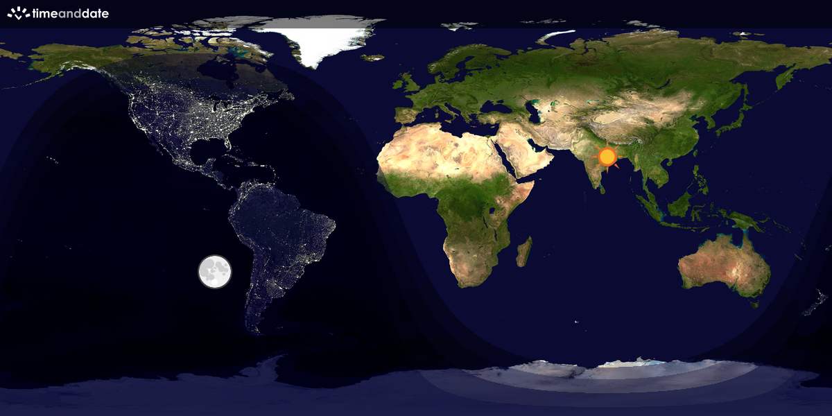 Verdenskart som viser dag og natt 