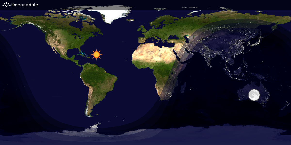 Verdenskart som viser dag og natt 