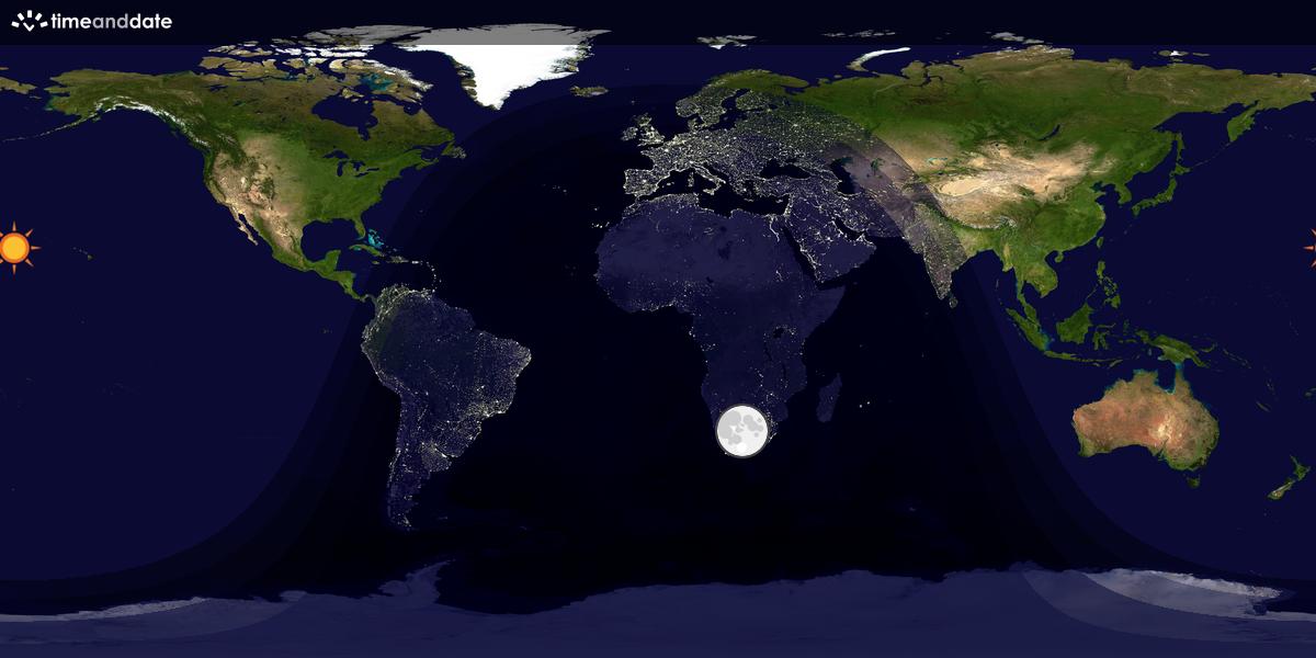 Verdenskart som viser dag og natt 