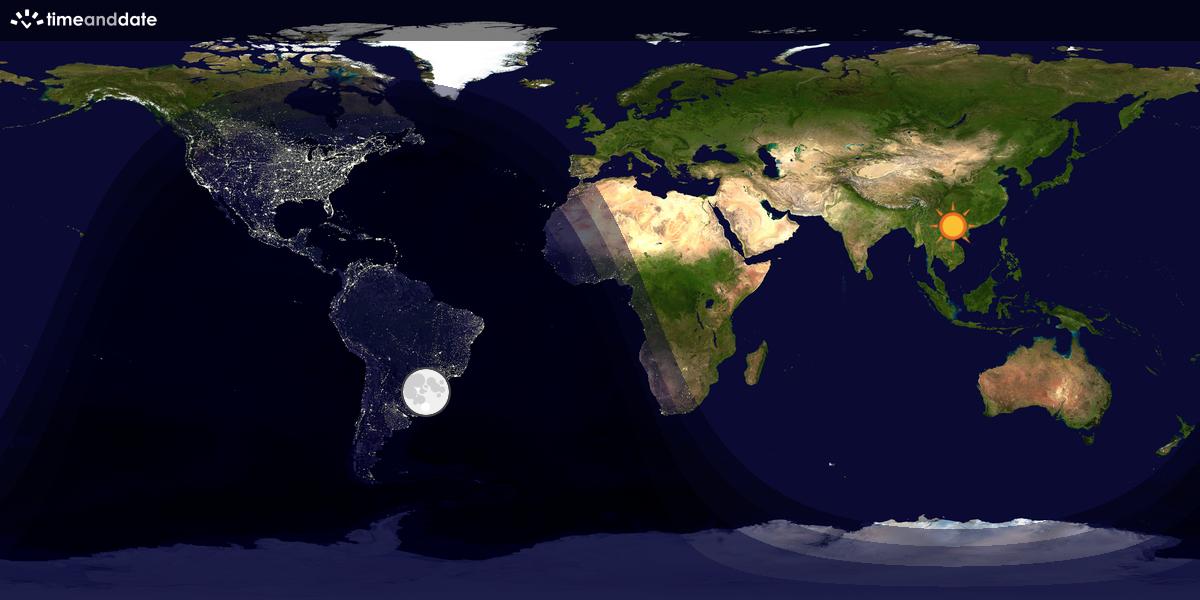 Verdenskart som viser dag og natt 