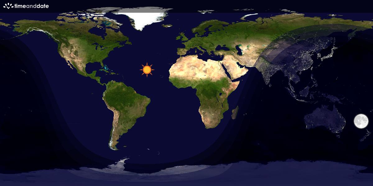 Verdenskart som viser dag og natt 