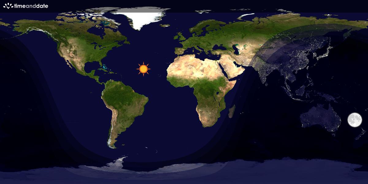 Verdenskart som viser dag og natt 