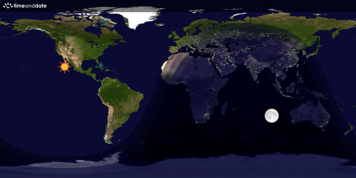 Verdenskart som viser dag og natt 