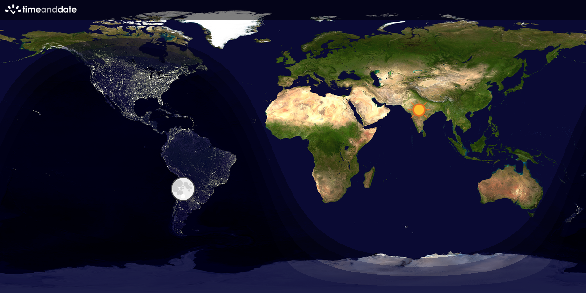 Verdenskart som viser dag og natt 