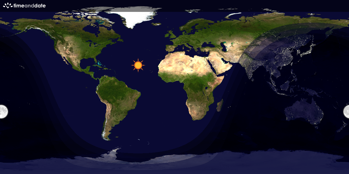 Verdenskart som viser dag og natt 