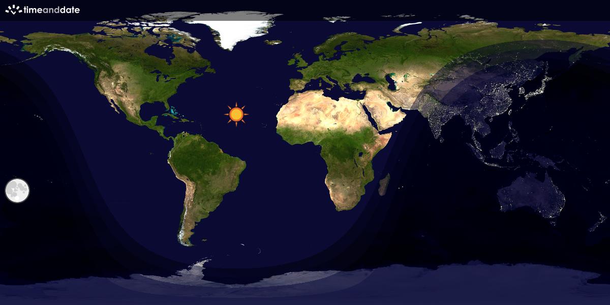 Verdenskart som viser dag og natt 