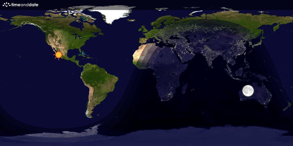 Verdenskart som viser dag og natt 