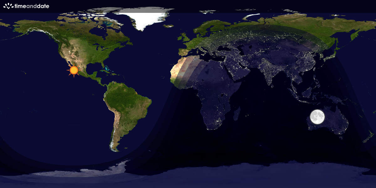Verdenskart som viser dag og natt 