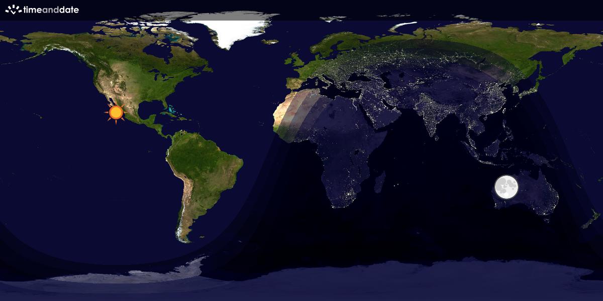 Verdenskart som viser dag og natt 