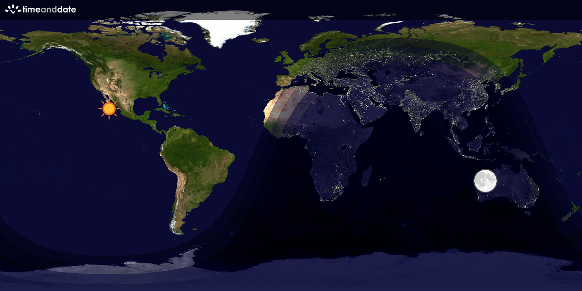 Verdenskart som viser dag og natt 