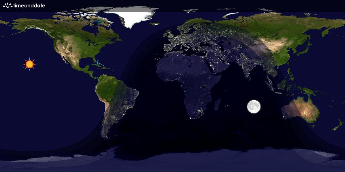 Verdenskart som viser dag og natt 
