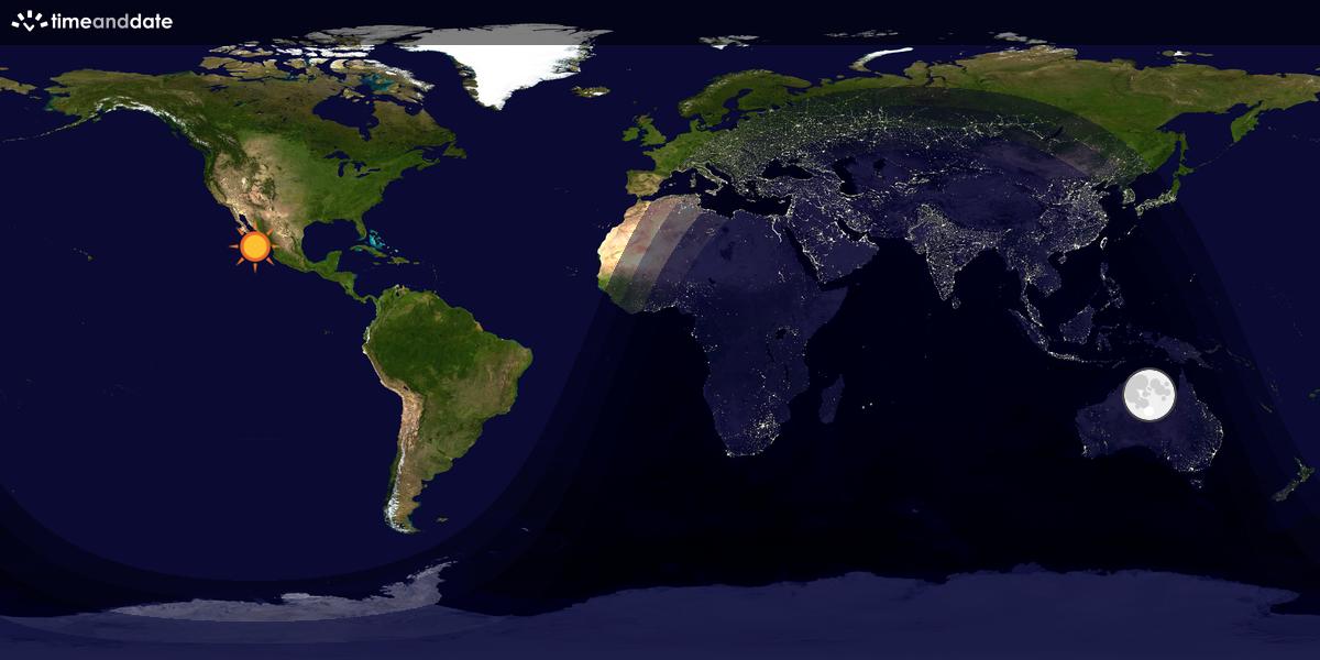 Verdenskart som viser dag og natt 