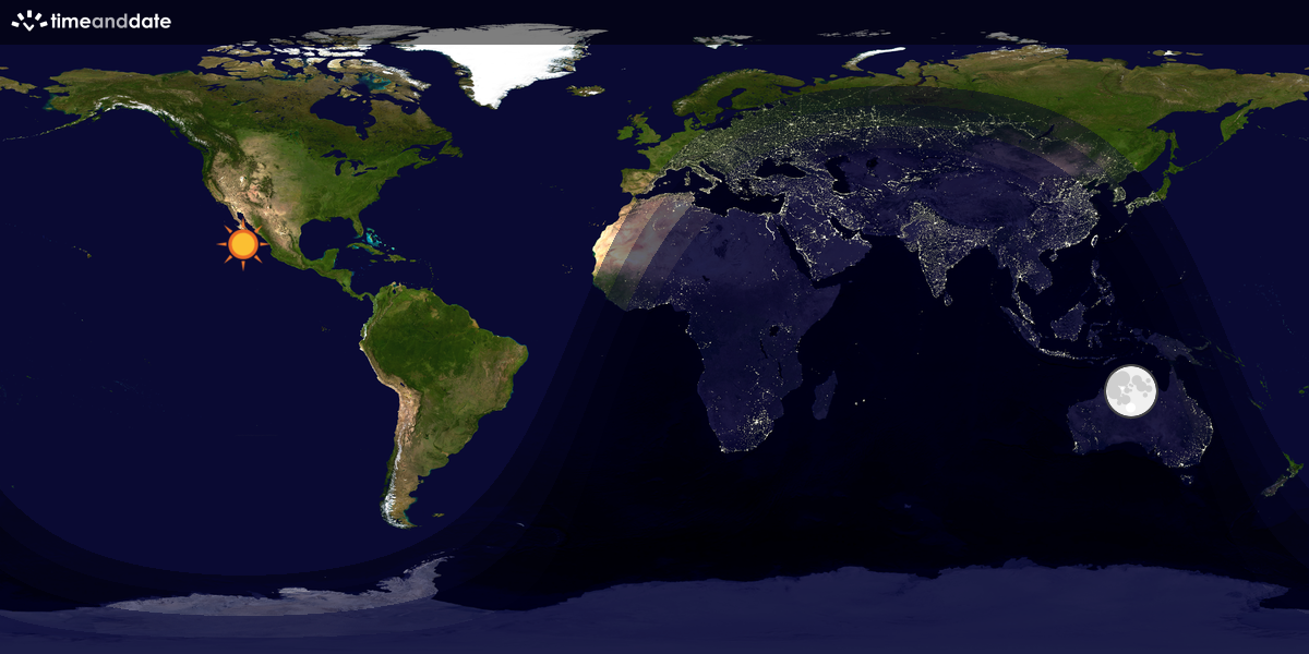 Verdenskart som viser dag og natt 