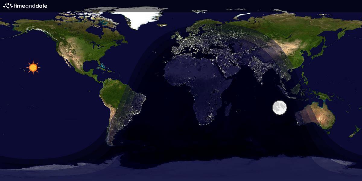 Verdenskart som viser dag og natt 