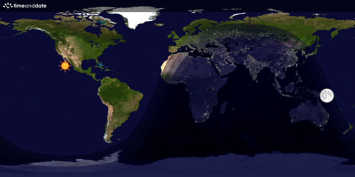 Verdenskart som viser dag og natt 