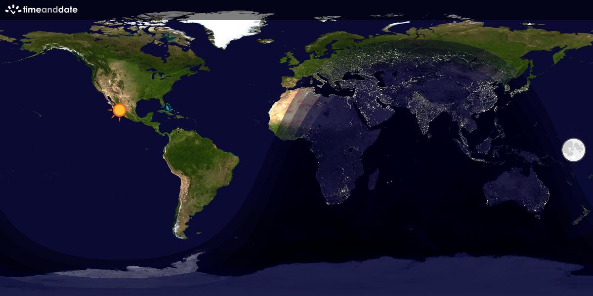 Verdenskart som viser dag og natt 