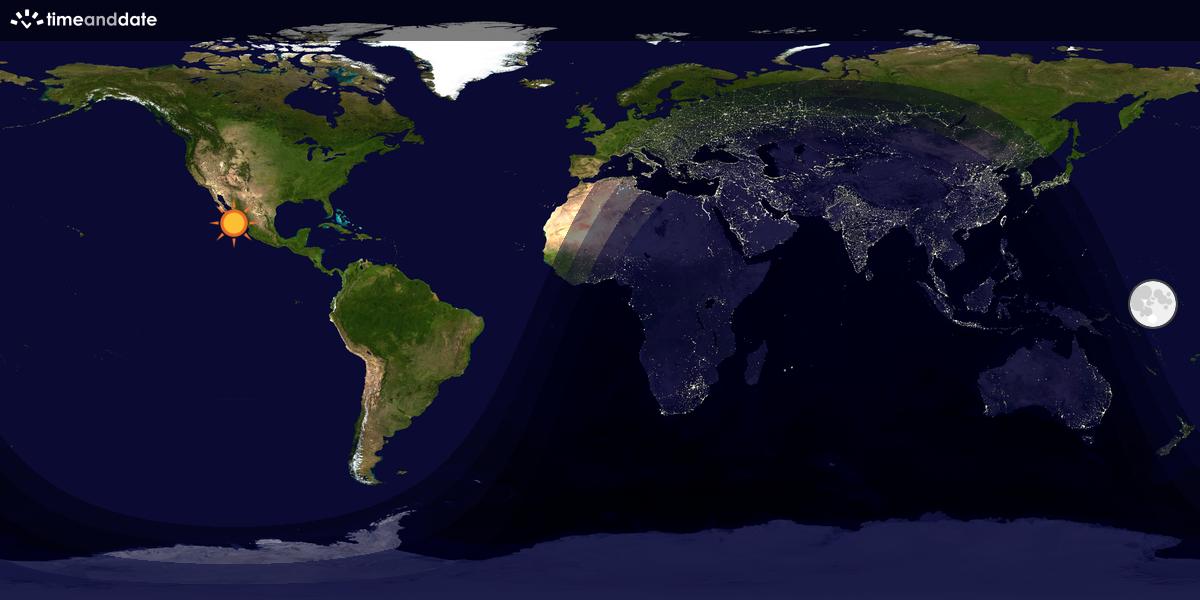 Verdenskart som viser dag og natt 