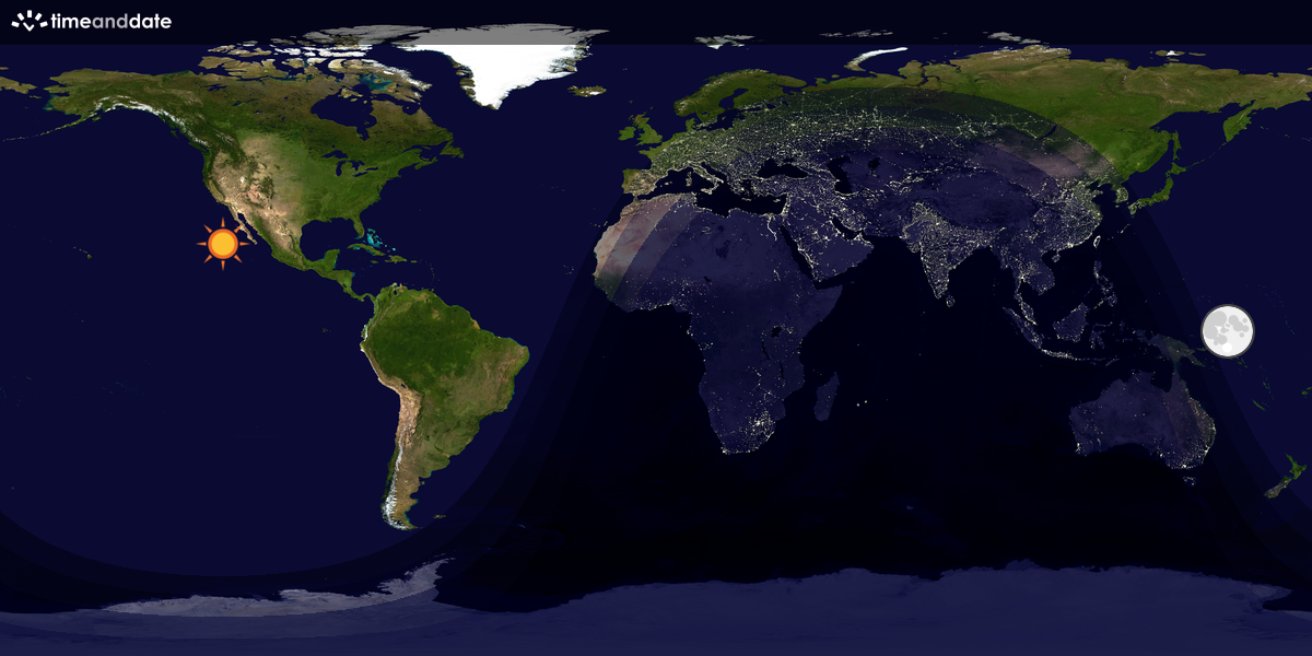 Verdenskart som viser dag og natt 