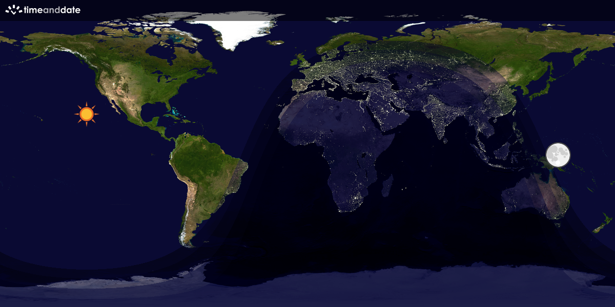 Verdenskart som viser dag og natt 