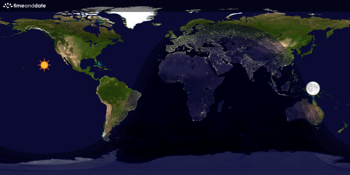 Verdenskart som viser dag og natt 