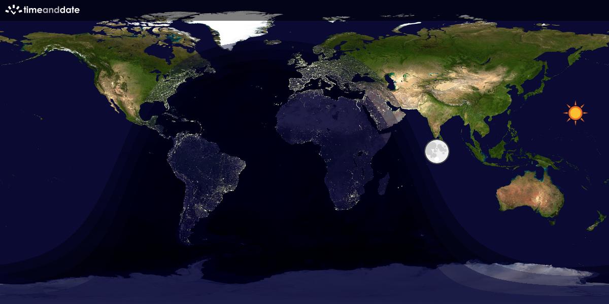 Verdenskart som viser dag og natt 