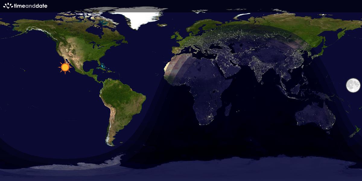 Verdenskart som viser dag og natt 
