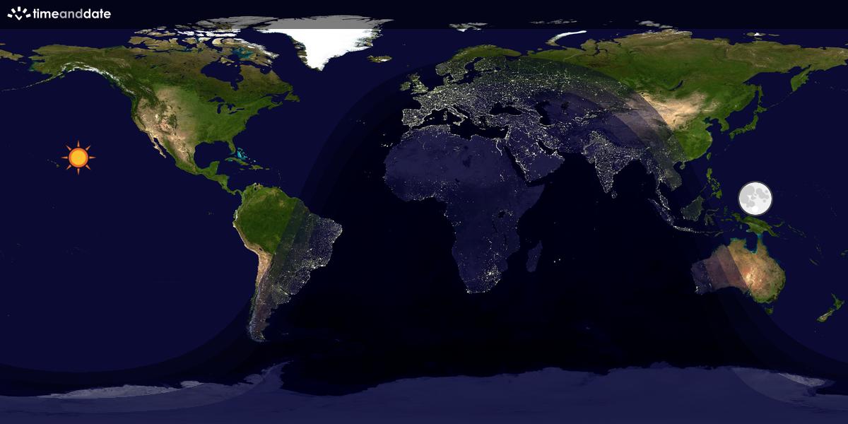 Verdenskart som viser dag og natt 