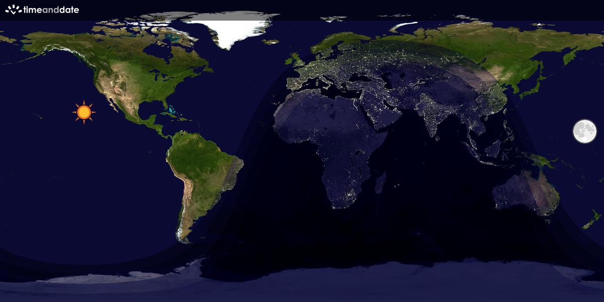 Verdenskart som viser dag og natt 